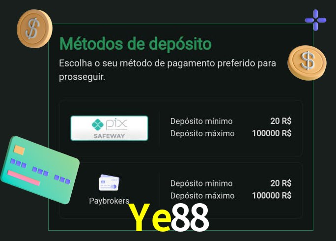 O cassino Ye88 oferece uma grande variedade de métodos de pagamento